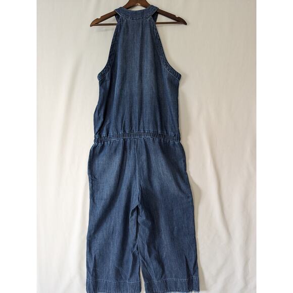 Cloth & Stone Denim Jumpsuit Womens Size Medium Blue Cotton Tencel Pockets - Picture 4 of 10